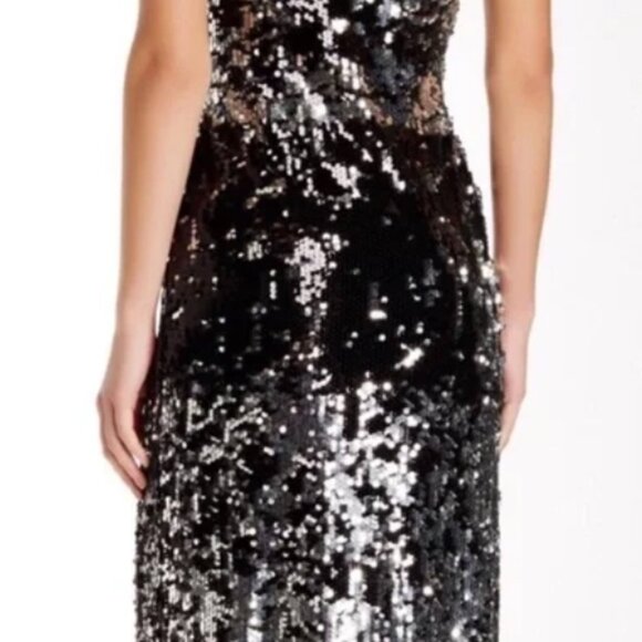 Rachel Zoe Venus Black and Silver Sequins Maxi Dress Sz 2 NWT - Picture 3 of 12